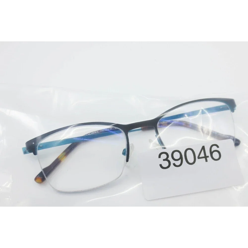 Morel France 30061L Eyeglasses Matte Black Teal Blue Semi Rimless Rectangular